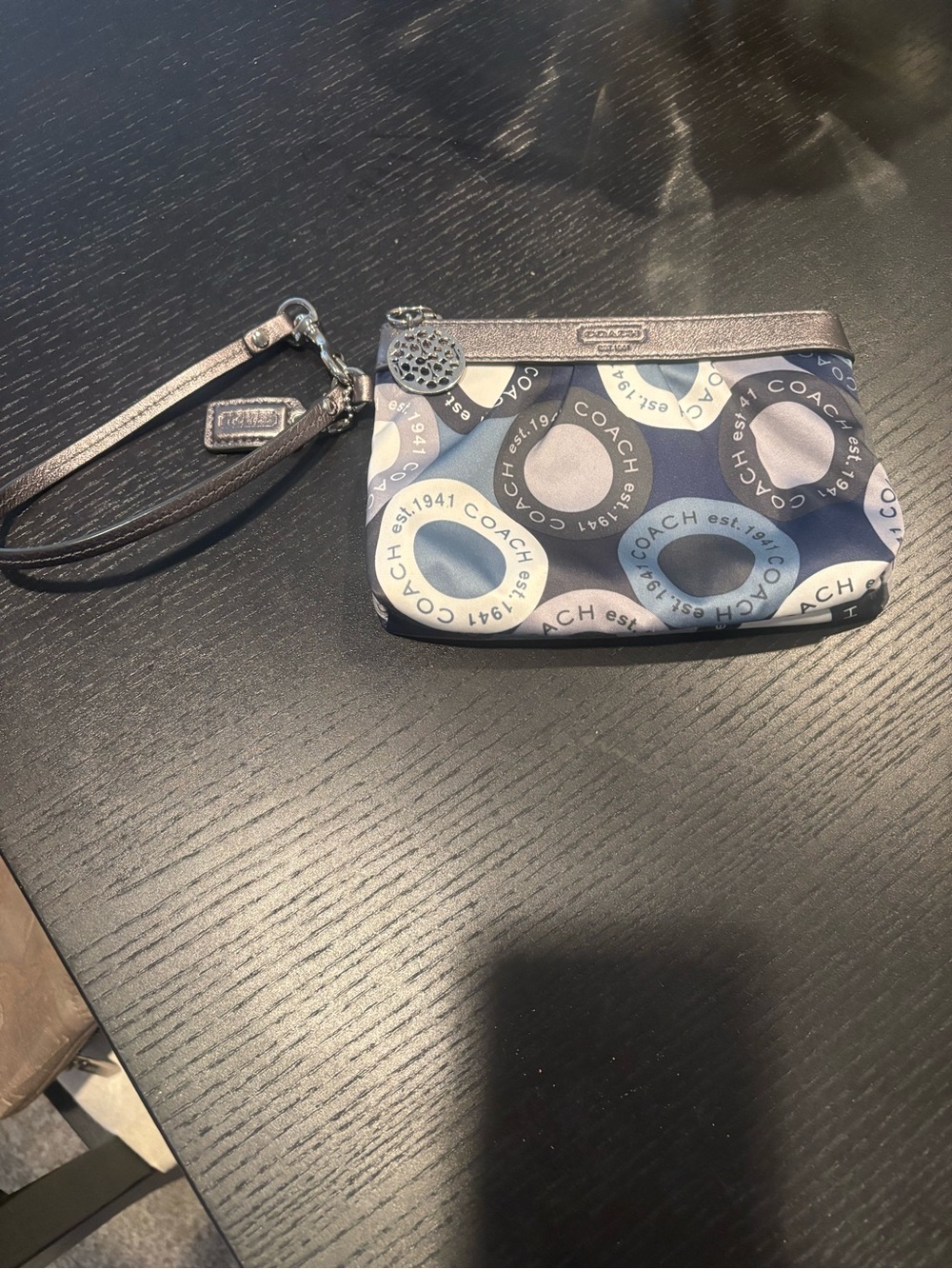 Coach Navy, Light Blue & Silver Signature Wristlet